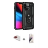 ieg™ iPhone 13 Pro Max Kılıf Ahenk Klasik Koleksiyonu - Siyah Bilvis 3D Mat Cam Ekran Koruyucu + Kırmızı Pers Alüminyum Kamera Lens