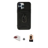 ieg™ iPhone 13 Pro Max Kılıf Ahenk Klasik - Şeffaf Maxco Cam Ekran Koruyucu + Kırmızı Pers Alüminyum Kamera Lens
