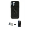 ieg™ iPhone 13 Pro Max Kılıf Ahenk Klasik - Siyah 3D Antistatik Hayalet Cam Ekran Koruyucu + Mavi Rainbow Kamera Lens Koruma Cam