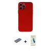 ieg™ iPhone 13 Pro Max Kılıf Ahenk Serisi - Şeffaf Pasifik Cam Ekran Koruyucu + Pembe Renkli Kamera Lens Koruma Cam