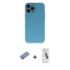 ieg™ iPhone 13 Pro Max Kılıf Ahenk Serisi - Şeffaf Pasifik Cam Ekran Koruyucu + Pembe Shine Kamera Lens Koruma Cam