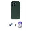 ieg™ iPhone 13 Pro Max Kılıf Ahenk Serisi - Siyah Bilvis 5in1 3D Magic Cam Ekran Koruyucu + Pembe Shine Kamera Lens Koruma Cam
