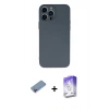 ieg™ iPhone 13 Pro Max Kılıf Ahenk Serisi - Siyah Bilvis 5in1 3D Magic Cam Ekran Koruyucu + Pembe Shine Kamera Lens Koruma Cam