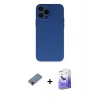 ieg™ iPhone 13 Pro Max Kılıf Ahenk Serisi - Siyah Bilvis 5in1 5D Magic Hayalet Cam Ekran Koruyucu + Kırmızı Metal Kamera Lens Koruma Cam