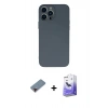 ieg™ iPhone 13 Pro Max Kılıf Ahenk Serisi - Siyah Bilvis 5in1 5D Magic Hayalet Cam Ekran Koruyucu + Kırmızı Metal Kamera Lens Koruma Cam