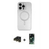 ieg™ iPhone 13 Pro Max Kılıf Akış Minimal Özel Seri - Şeffaf 360 Full Body Arka Koruyucu + Gold Raze Metal Kamera Lens