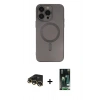 ieg™ iPhone 13 Pro Max Kılıf Akış Minimal Özel Seri - Şeffaf 360 Full Body Arka Koruyucu + Gold Raze Metal Kamera Lens