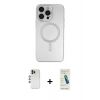 ieg™ iPhone 13 Pro Max Kılıf Akış Minimal Özel Seri - Şeffaf Pasifik Cam Ekran Koruyucu + Gökkuşağı Shine Kamera Lens