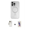 ieg™ iPhone 13 Pro Max Kılıf Akış Minimal Özel Seri - Siyah Joko 5D Cam + Gold Shine Kamera Lens