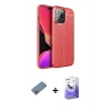 ieg™ iPhone 13 Pro Max Kılıf Doruk Klasik Özel Seri - Siyah Bilvis 5in1 5D Magic Hayalet Cam Ekran Koruyucu + Mor Metal Kamera Lens Koruma Cam