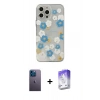 ieg™ iPhone 13 Pro Max Kılıf Eksen Asil Prime - Siyah Bilvis 5in1 3D Magic Cam Ekran Koruyucu + Mavi Neon Fosforlu Kamera Lens