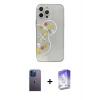 ieg™ iPhone 13 Pro Max Kılıf Eksen Asil Prime - Siyah Bilvis 5in1 3D Magic Cam Ekran Koruyucu + Mavi Neon Fosforlu Kamera Lens