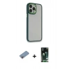 ieg™ iPhone 13 Pro Max Kılıf Eksen Doku Prime - Şeffaf 360 Full Body Arka Koruyucu + Pembe Shine Kamera Lens Koruma Cam