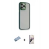 ieg™ iPhone 13 Pro Max Kılıf Eksen Doku Prime - Siyah Bilvis 3D Mat Cam Ekran Koruyucu + Mavi Shine Kamera Lens Koruma Cam