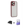 ieg™ iPhone 13 Pro Max Kılıf Eksen Doku Prime - Siyah Bilvis 5in1 5D Magic Hayalet Cam Ekran Koruyucu + Gümüş Raze Metal Kamera Lens
