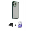 ieg™ iPhone 13 Pro Max Kılıf Eksen Doku Prime - Siyah Bilvis 5in1 5D Magic Hayalet Cam Ekran Koruyucu + Gümüş Raze Metal Kamera Lens