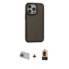 ieg™ iPhone 13 Pro Max Kılıf Eksen Işık - Şeffaf Maxco Cam Ekran Koruyucu + Mavi Rainbow Kamera Lens Koruma Cam