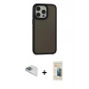 ieg™ iPhone 13 Pro Max Kılıf Eksen Işık - Siyah 6D Mat Seramik Hayalet Nano Ekran Koruyucu + Sierra Blue Pers Alüminyum Kamera Lens