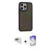 ieg™ iPhone 13 Pro Max Kılıf Eksen Işık - Siyah Bilvis 5in1 3D Magic Cam Ekran Koruyucu + Gold Pers Alüminyum Kamera Lens