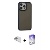 ieg™ iPhone 13 Pro Max Kılıf Eksen Işık - Siyah Bilvis 5in1 3D Magic Cam Ekran Koruyucu + Sierra Blue Pers Alüminyum Kamera Lens