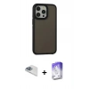 ieg™ iPhone 13 Pro Max Kılıf Eksen Işık - Siyah Bilvis 5in1 3D Magic Cam Ekran Koruyucu + Sierra Blue Pers Alüminyum Kamera Lens