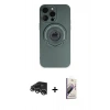 ieg™ iPhone 13 Pro Max Kılıf Eksen Klasik Prime - Siyah Bilvis 3D Mat Cam Ekran Koruyucu + Gümüş Raze Metal Kamera Lens