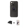 ieg™ iPhone 13 Pro Max Kılıf Eksen Klasik Prime - Siyah Bilvis 3D Mat Cam Ekran Koruyucu + Gümüş Raze Metal Kamera Lens