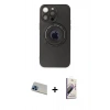 ieg™ iPhone 13 Pro Max Kılıf Eksen Klasik Prime - Siyah Bilvis 3D Mat Cam Ekran Koruyucu + Mavi Rainbow Kamera Lens Koruma Cam