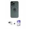 ieg™ iPhone 13 Pro Max Kılıf Eksen Klasik Prime - Siyah Bilvis 5in1 3D Magic Cam Ekran Koruyucu + Lacivert Pers Alüminyum Kamera Lens