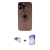 ieg™ iPhone 13 Pro Max Kılıf Eksen Klasik Prime - Siyah Bilvis 5in1 3D Magic Cam Ekran Koruyucu + Lacivert Pers Alüminyum Kamera Lens