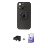 ieg™ iPhone 13 Pro Max Kılıf Eksen Klasik Prime - Siyah Bilvis 5in1 5D Magic Hayalet Cam Ekran Koruyucu + Gümüş Raze Metal Kamera Lens