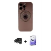 ieg™ iPhone 13 Pro Max Kılıf Eksen Klasik Prime - Siyah Bilvis 5in1 5D Magic Hayalet Cam Ekran Koruyucu + Gümüş Raze Metal Kamera Lens