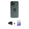 ieg™ iPhone 13 Pro Max Kılıf Eksen Klasik Prime - Siyah Bilvis 5in1 5D Magic Hayalet Cam Ekran Koruyucu + Gümüş Raze Metal Kamera Lens