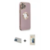 ieg™ iPhone 13 Pro Max Kılıf İz Form Serisi - Siyah 6D Mat Seramik Hayalet Nano Ekran Koruyucu + Mavi Rainbow Kamera Lens Koruma Cam