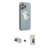ieg™ iPhone 13 Pro Max Kılıf İz Form Serisi - Siyah 6D Mat Seramik Hayalet Nano Ekran Koruyucu + Mavi Rainbow Kamera Lens Koruma Cam