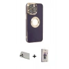 ieg™ iPhone 13 Pro Max Kılıf İz Form Serisi - Siyah Bilvis 3D Cam Ekran Koruyucu + Beyaz Rainbow Kamera Lens Koruma Cam