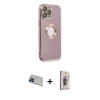 ieg™ iPhone 13 Pro Max Kılıf İz Form Serisi - Siyah Bilvis 3D Cam Ekran Koruyucu + Mavi Rainbow Kamera Lens Koruma Cam