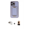 ieg™ iPhone 13 Pro Max Kılıf Kozmos Minimal Prime - Şeffaf Maxco Cam Ekran Koruyucu + Gold Pers Alüminyum Kamera Lens