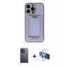 ieg™ iPhone 13 Pro Max Kılıf Kozmos Minimal Prime - Siyah 3D Antistatik Cam Ekran Koruyucu + Mavi Neon Fosforlu Kamera Lens