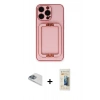 ieg™ iPhone 13 Pro Max Kılıf Kozmos Minimal Prime - Siyah 6D Mat Seramik Hayalet Nano Ekran Koruyucu + Sierra Blue Pers Alüminyum Kamera Lens