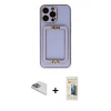 ieg™ iPhone 13 Pro Max Kılıf Kozmos Minimal Prime - Siyah 6D Mat Seramik Hayalet Nano Ekran Koruyucu + Sierra Blue Pers Alüminyum Kamera Lens