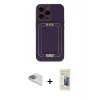 ieg™ iPhone 13 Pro Max Kılıf Kozmos Minimal Prime - Siyah 6D Mat Seramik Hayalet Nano Ekran Koruyucu + Sierra Blue Pers Alüminyum Kamera Lens