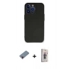 ieg™ iPhone 13 Pro Max Kılıf Kozmos Yansıma Özel Seri - Siyah Bilvis 3D Cam Ekran Koruyucu + Kırmızı Metal Kamera Lens Koruma Cam