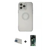 ieg™ iPhone 13 Pro Max Kılıf Kutup Klasik - Şeffaf 360 Full Body Arka Koruyucu + Mavi Rainbow Kamera Lens Koruma Cam