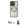 ieg™ iPhone 13 Pro Max Kılıf Kutup Modern - Şeffaf Maxco Cam Ekran Koruyucu + Mavi Rainbow Kamera Lens Koruma Cam