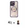 ieg™ iPhone 13 Pro Max Kılıf Kutup Modern - Şeffaf Maxco Cam Ekran Koruyucu + Mavi Rainbow Kamera Lens Koruma Cam
