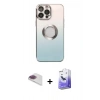 ieg™ iPhone 13 Pro Max Kılıf Kutup Yansıma Özel Seri - Siyah Bilvis 5in1 5D Magic Hayalet Cam Ekran Koruyucu + Gökkuşağı Pers Alüminyum Kamera Lens