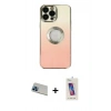 ieg™ iPhone 13 Pro Max Kılıf Kutup Yansıma Özel Seri - Siyah Joko 5D Cam + Mavi Rainbow Kamera Lens Koruma Cam