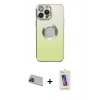 ieg™ iPhone 13 Pro Max Kılıf Kutup Yansıma Özel Seri - Siyah Joko 5D Cam + Mavi Rainbow Kamera Lens Koruma Cam