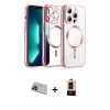 ieg™ iPhone 13 Pro Max Kılıf Nova Işık Özel Seri - Şeffaf Maxco Cam Ekran Koruyucu + Mavi Rainbow Kamera Lens Koruma Cam